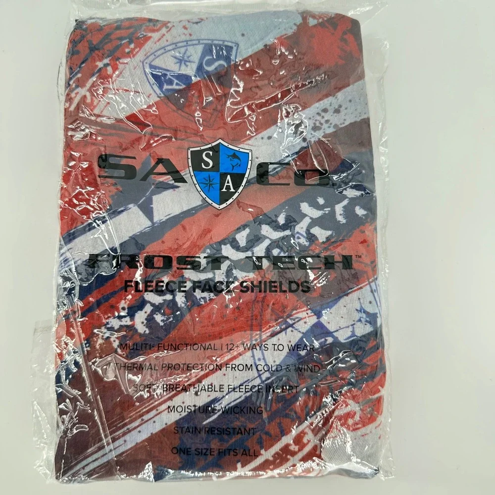 SACO Frost Tech Fleece Face Shield Neck‎ Gaiter Patriotic Stars Stripes NEW!